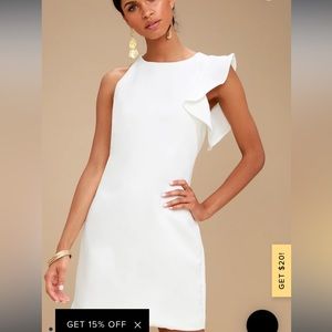 LuLus White One Shoulder Dress Bridal Shower